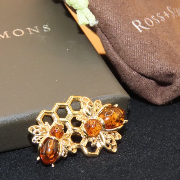 Amber Bumblebee and Honeycomb Pin in 18kt Gold Over Sterling by Ross and Simons - Picture 14 of 16